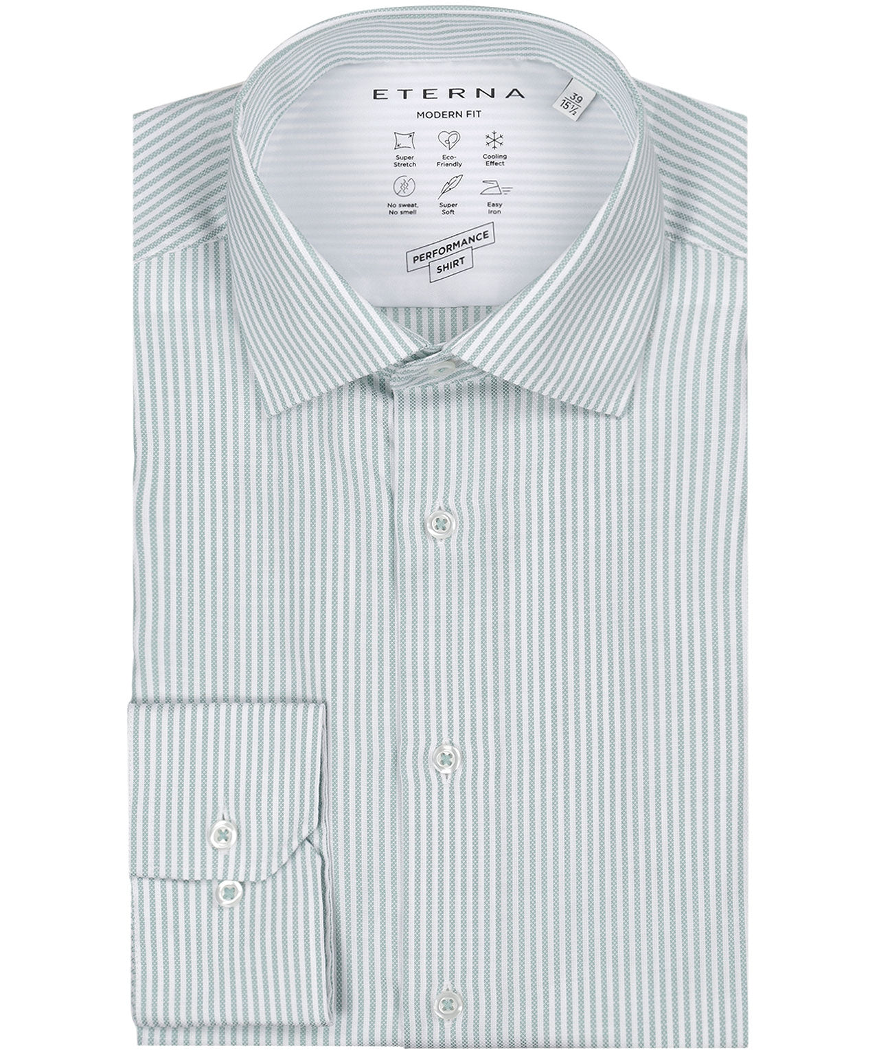 Shirt Normaal boord | Groen/Wit streep Oxford