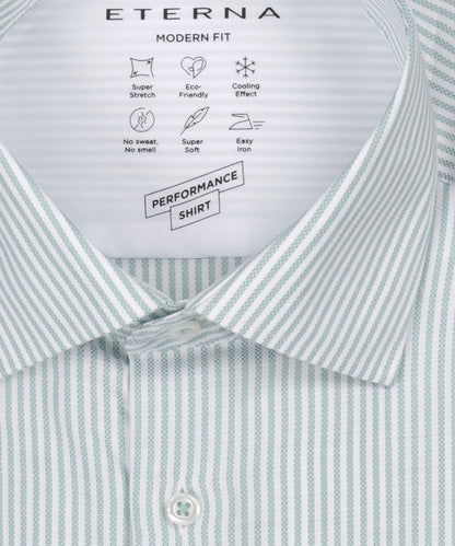 Shirt Normaal boord | Groen/Wit streep Oxford