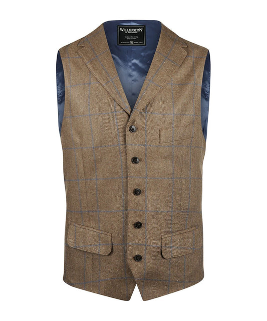 Gilet Zijde | Bruin Blauwe ruit