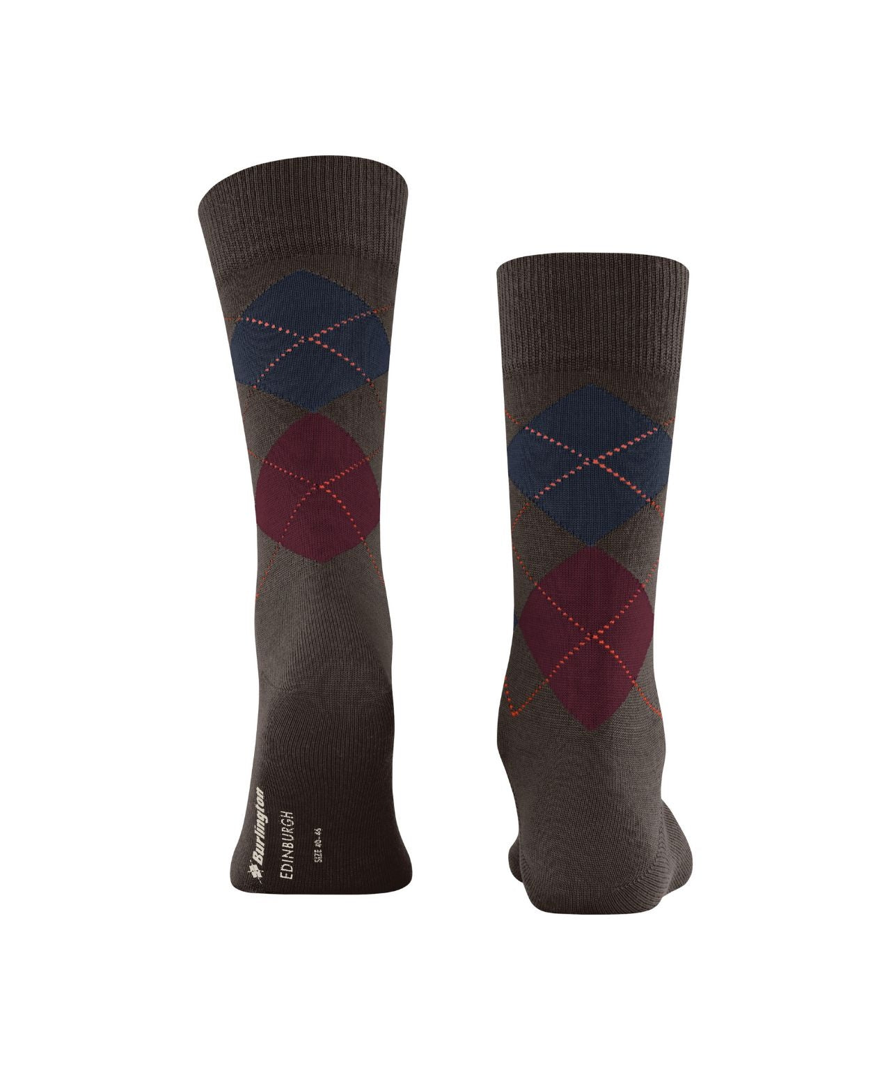 Edinburgh Sok | Dark Brown/Burgundy/Navy diamond check