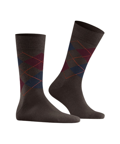 Edinburgh Sok | Dark Brown/Burgundy/Navy diamond check