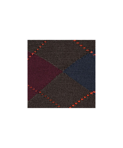 Edinburgh Sok | Dark Brown/Burgundy/Navy diamond check