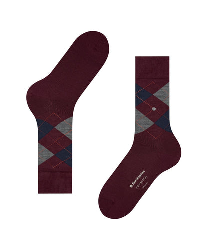 Edinburgh Sok | Burgundy/Navy/Grey diamond check