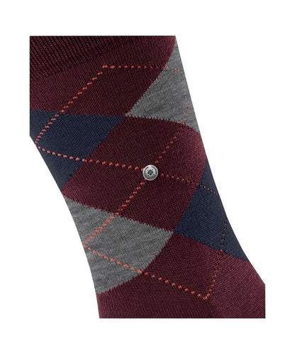 Edinburgh Sok | Burgundy/Navy/Grey diamond check