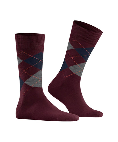 Edinburgh Sok | Burgundy/Navy/Grey diamond check
