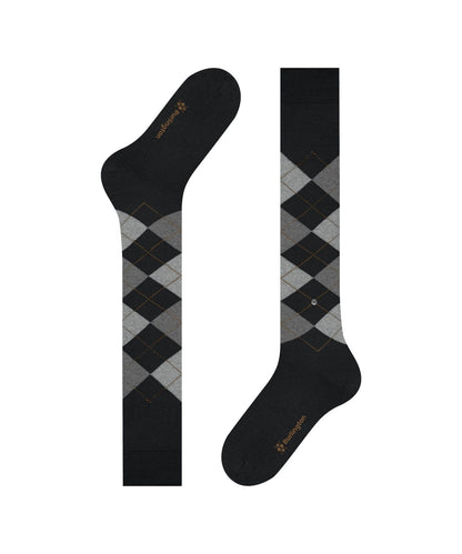 Edinburgh Heren knielang | Black/Grey diamond check