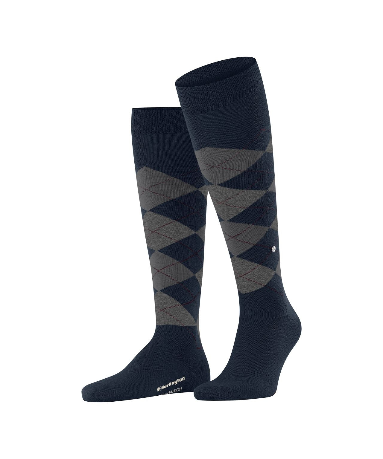 Edinburgh Heren knielang | Navy/Grey diamond check