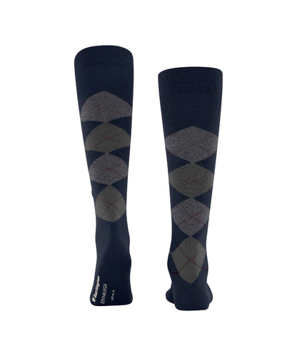 Edinburgh Heren knielang | Navy/Grey diamond check