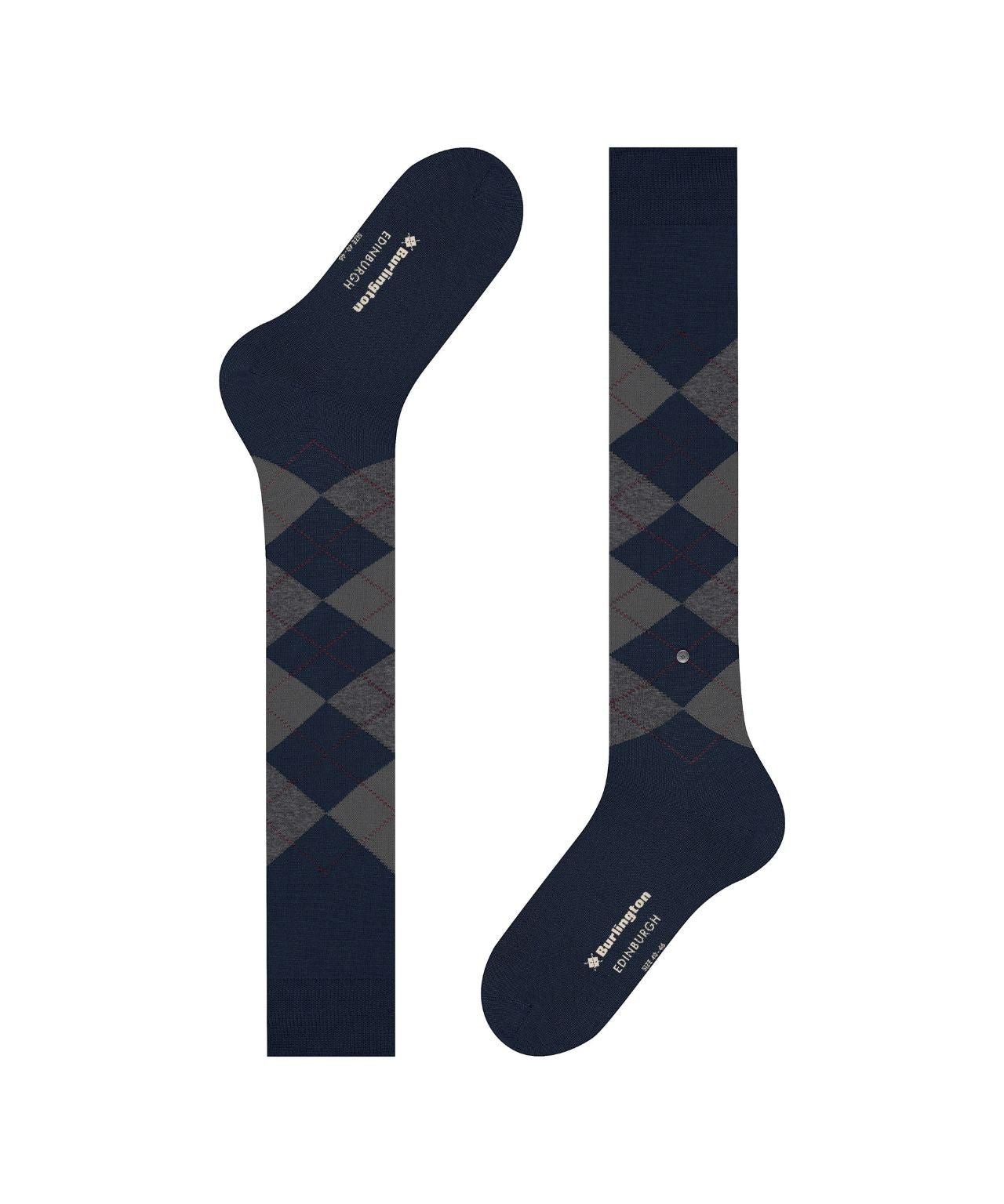 Edinburgh Heren knielang | Navy/Grey diamond check