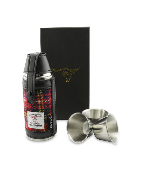 Harris Tweed Hunting Flask | Rood