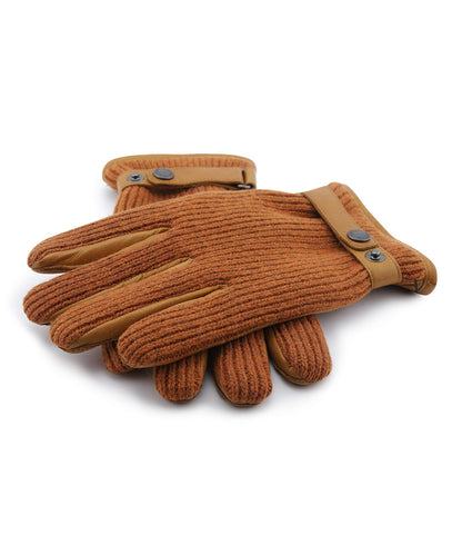 Handschuh aus Wolle mit Lederbesatz | Braun