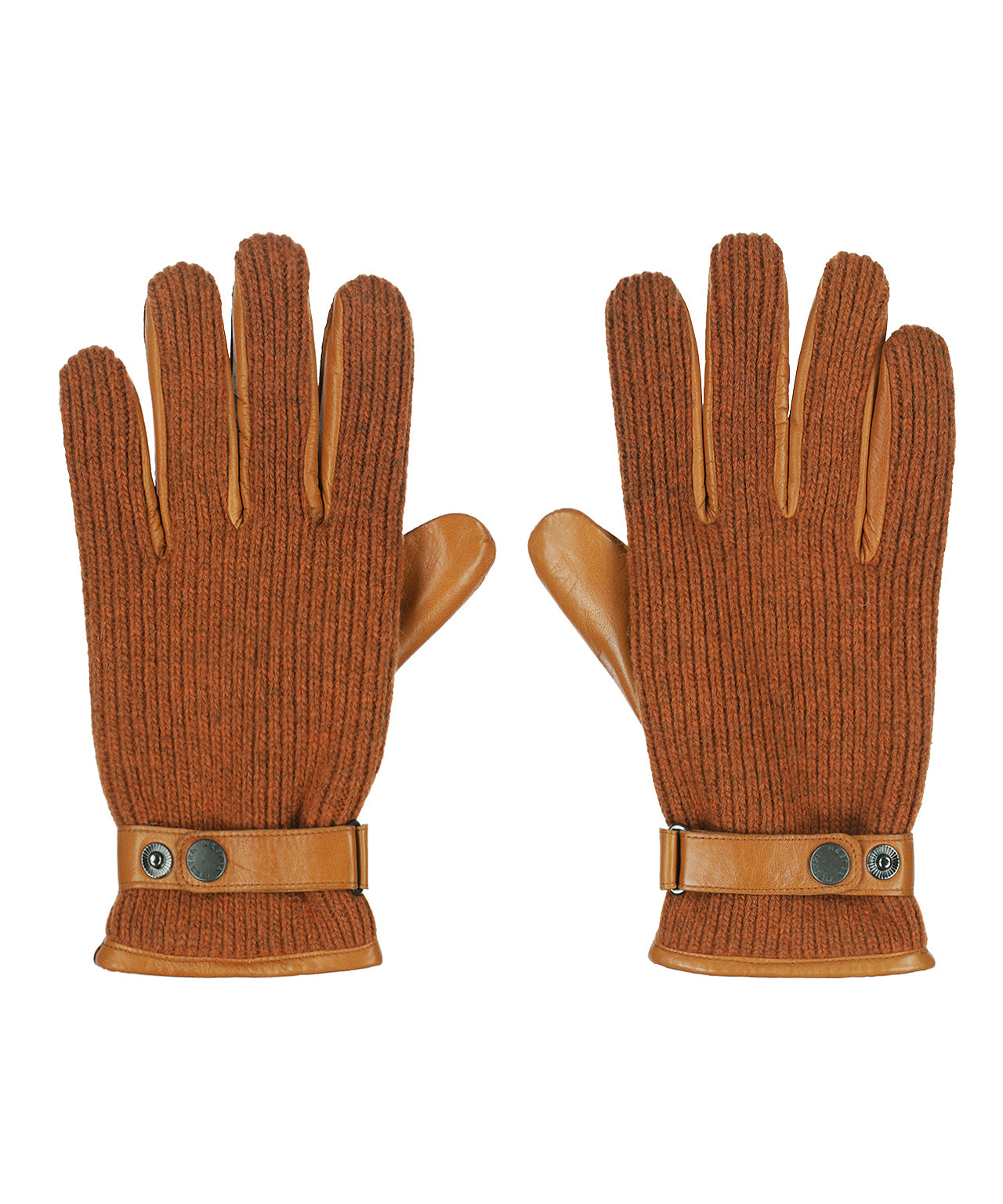 Handschuh aus Wolle mit Lederbesatz | Braun