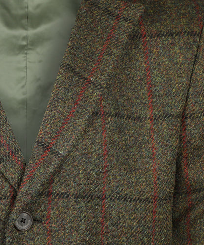 Jas Barney | Groen melange met rode ruit