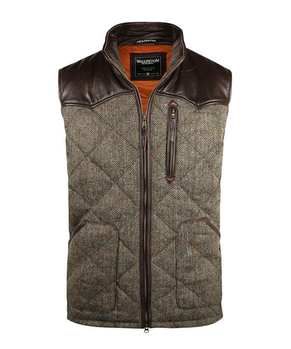 Bodywarmer Levi | Groen/Bruin melange herringbone