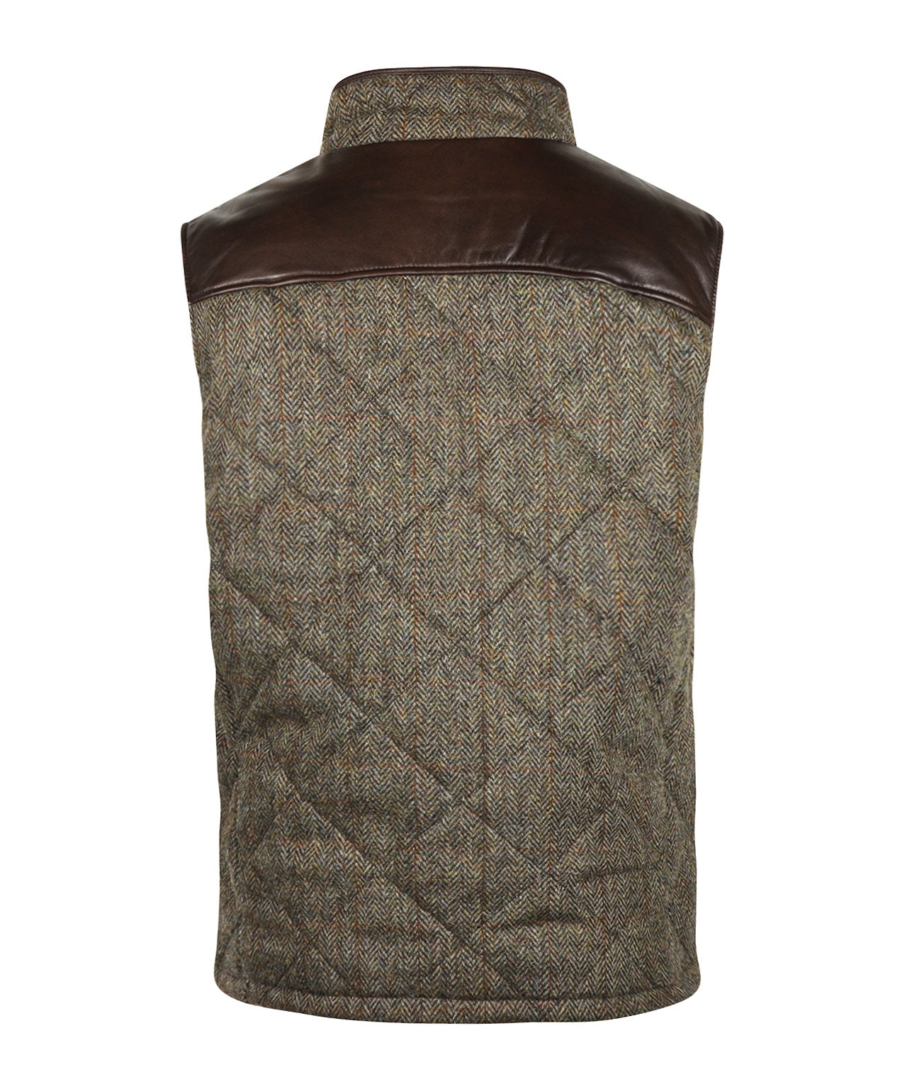 Bodywarmer Levi | Groen/Bruin melange herringbone