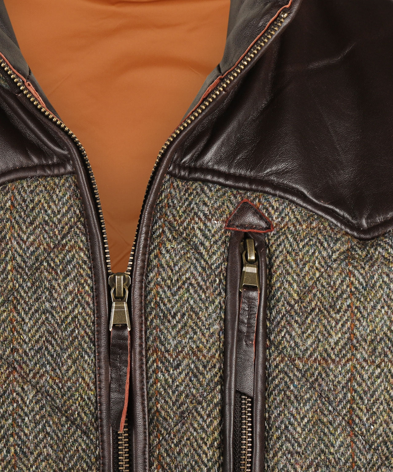 Bodywarmer Levi | Groen/Bruin melange herringbone