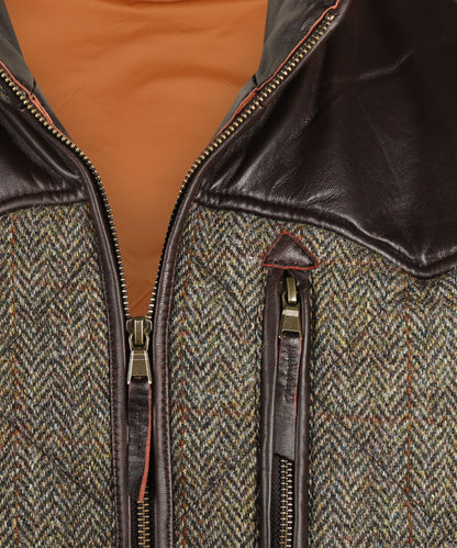 Bodywarmer Levi | Groen/Bruin melange herringbone