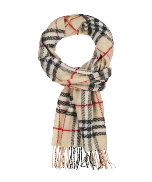 Lamswollen Sjaal | Beige Tartan