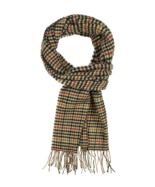 Lamswollen Sjaal | Beige Houndstooth