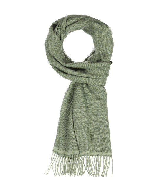Lamswollen Sjaal | Mint Groen Herringbone