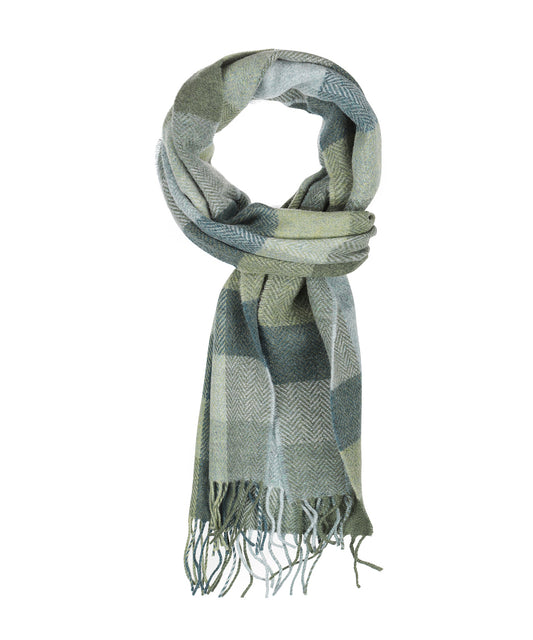 Lamswollen Sjaal | Multi Groen Herringbone