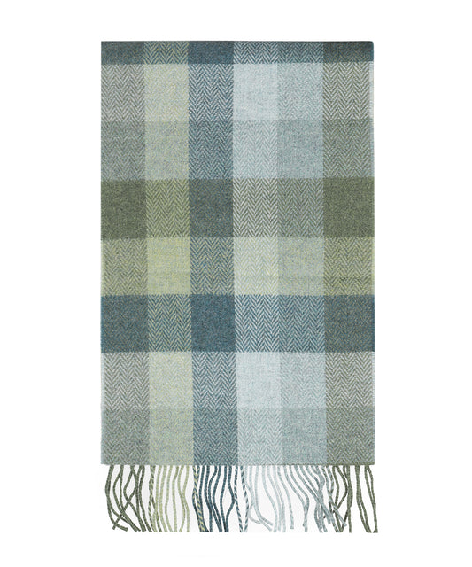 Lamswollen Sjaal | Multi Groen Herringbone