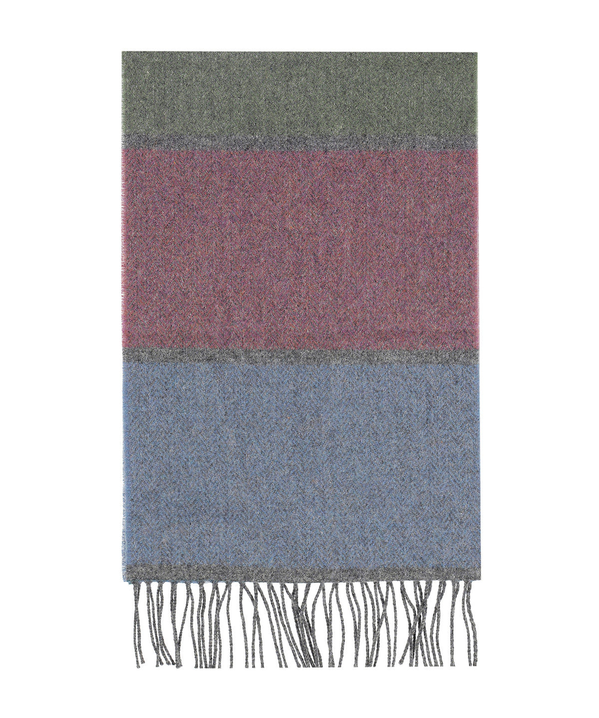 Lamswollen Sjaal | Mosgroen Denim Rood blok