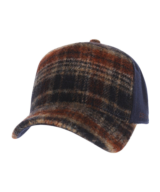 Trucker Cap Wool Check | Navy/Bruin Melange ruit