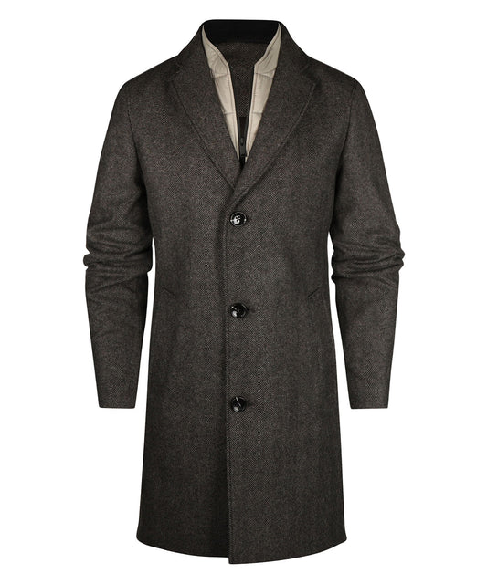 Langer Wollmischmantel | Braun