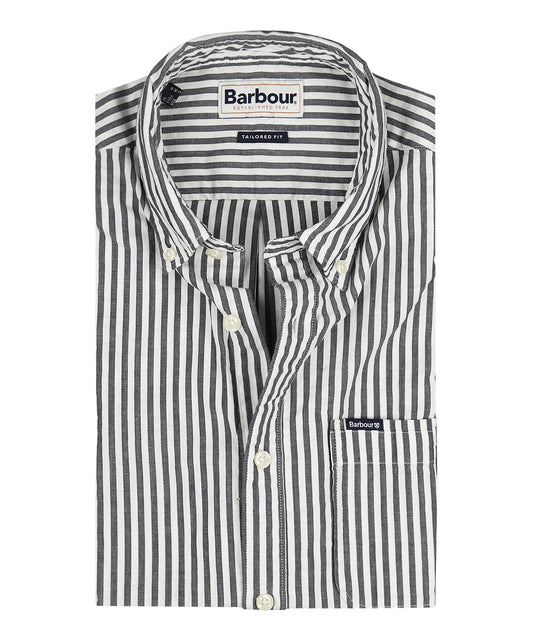 Cresswell Seersucker Shirt Korte Mouw | Navy Streep