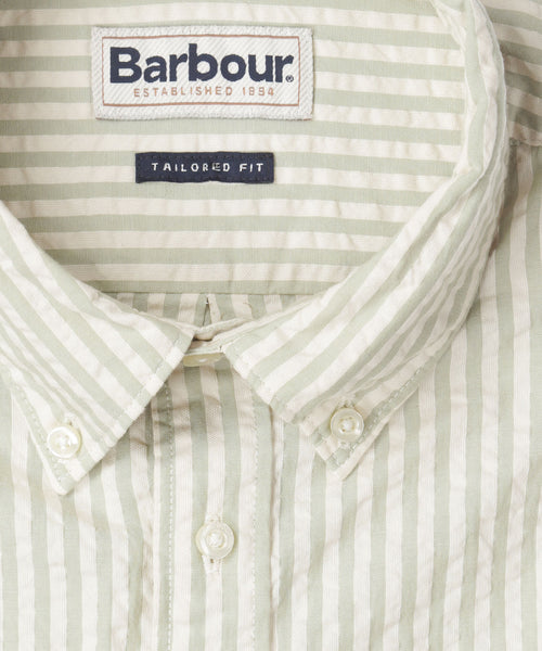 Barbour Cresswell Seersucker Overhemd Korte Mouw | Groen