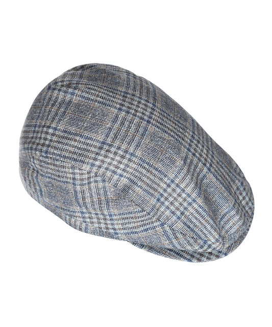 Klassieke Cap 72% Zijde 28% Wol | Blauw Ruit