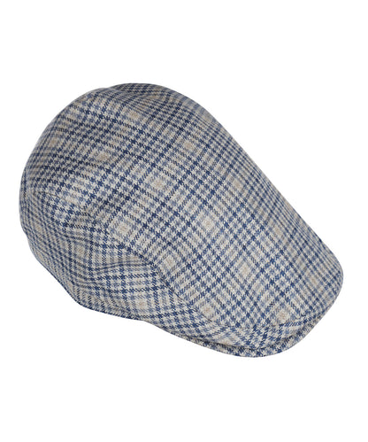 Klassieke Cap 53% Zijde 47% Wol | Navy Beige Houndstooth