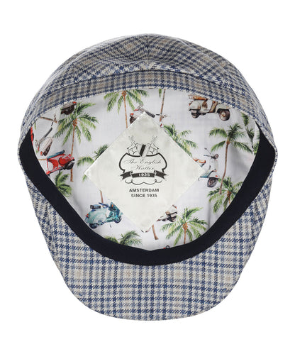 Klassieke Cap 53% Zijde 47% Wol | Navy Beige Houndstooth