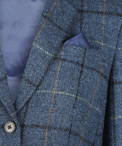 Harris Tweed Colbert Dames | Staalblauw Ruit