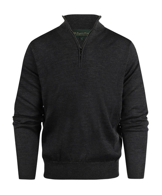 Merino wool zip collar sweater | Charcoal