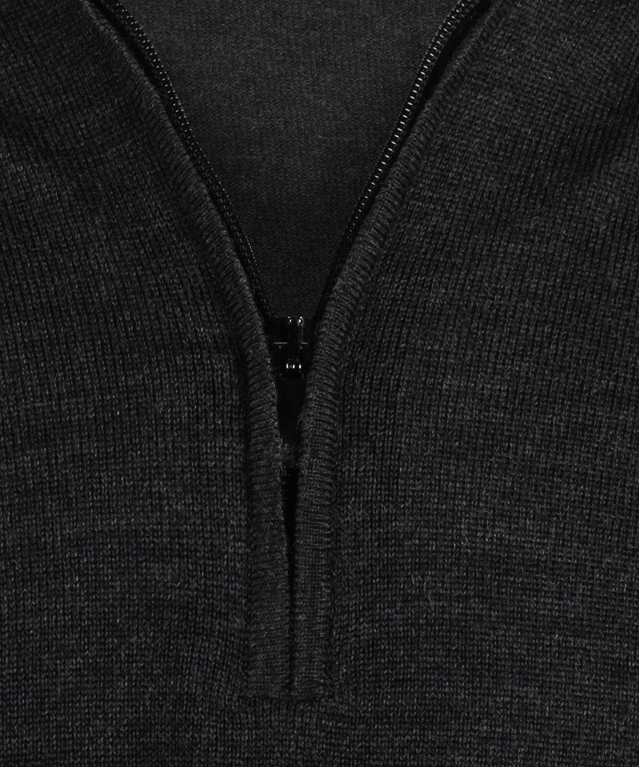 Merinowollpullover mit Reißverschlusskragen | Anthrazit