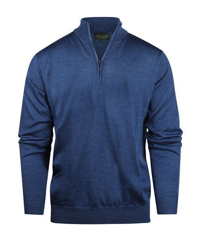Merinowollpullover mit Reißverschlusskragen | Blau