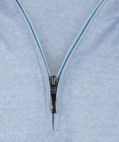 Pullover Merinowol ritskraag | Licht Blauw