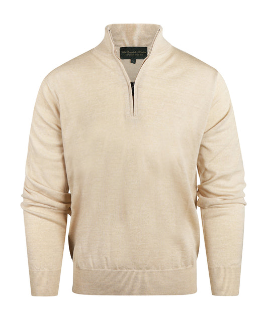 Merino wool zip collar sweater | Beige