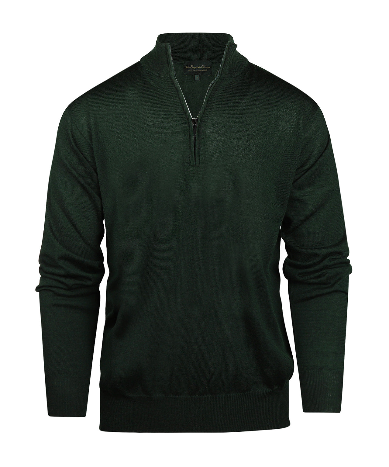 Merinowollpullover mit Reißverschlusskragen | Grün