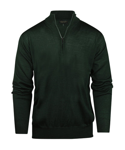 Merinowollpullover mit Reißverschlusskragen | Grün