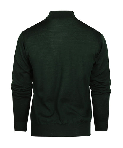 Merinowollpullover mit Reißverschlusskragen | Grün