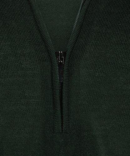 Merinowollpullover mit Reißverschlusskragen | Grün