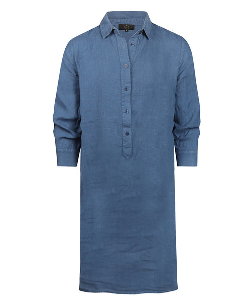 Dames Shirt Dress Linnen Milou | Denim Blauw
