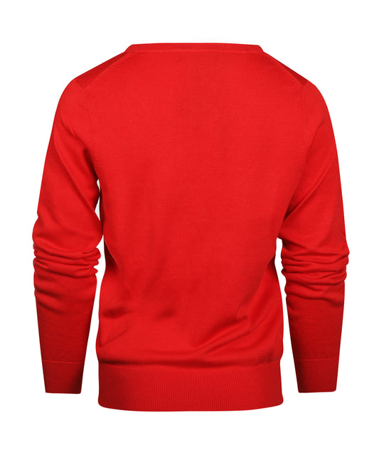 Basic Damen-Pullover mit V-Ausschnitt aus Baumwollmischgewebe | Rot