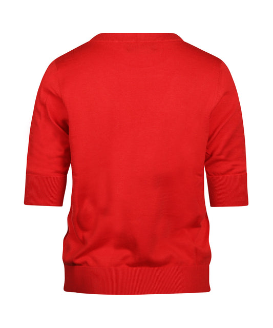 Basic Damenpullover mit kurzen Ärmeln | Rot