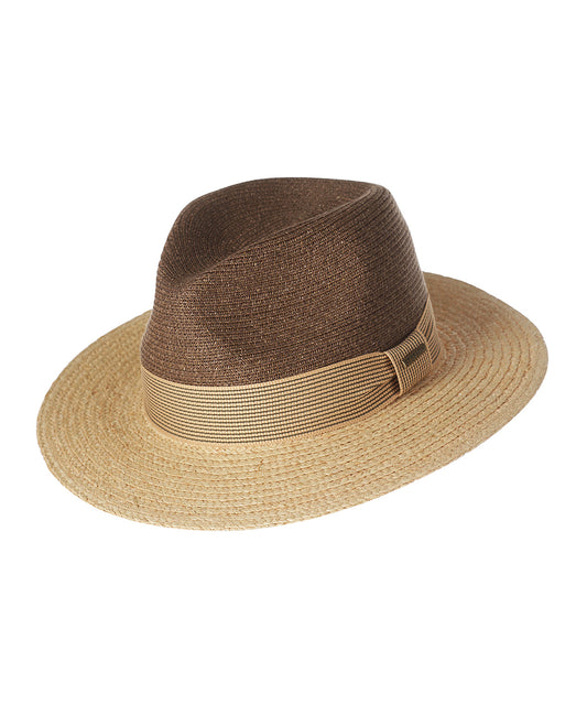 Twotone Toyo Traveller Raffia Hoed | Bruin