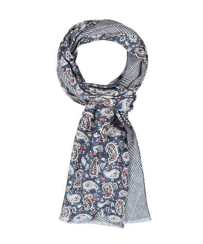 Sjaal 100% Zijde | Indigo Paisley