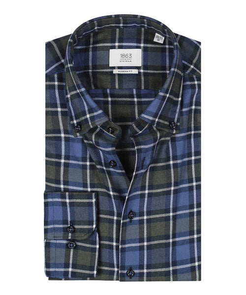 Eterna Shirt Brushed Cotton | Blauw